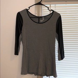 Kensie Leather sleeve shirt